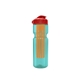 a transparent teal bottle & red lid & translucent orange infuser champion - 28 oz transparent bottle with flip lid and large infuser