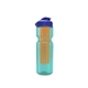 a transparent teal bottle & reflex blue lid & translucent orange infuser champion - 28 oz transparent bottle with flip lid and large infuser