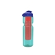 a transparent teal bottle & reflex blue lid & translucent red infuser champion - 28 oz transparent bottle with flip lid and large infuser