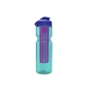 a transparent teal bottle & reflex blue lid & translucent violet infuser champion - 28 oz transparent bottle with flip lid and large infuser