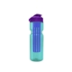 a transparent teal bottle & violet lid & translucent blue infuser champion - 28 oz transparent bottle with flip lid and large infuser