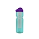 a transparent teal bottle & violet lid & translucent frost infuser champion - 28 oz transparent bottle with flip lid and large infuser