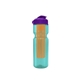 a transparent teal bottle & violet lid & translucent orange infuser champion - 28 oz transparent bottle with flip lid and large infuser