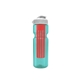 a transparent teal bottle & white lid & translucent red infuser champion - 28 oz transparent bottle with flip lid and large infuser