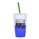 a frost-to-blue cup & translucent frost lid & translucent green straw 22 oz cool color change sport sipper