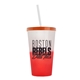 a frost-to-red cup & translucent orange lid & translucent frost straw 22 oz cool color change sport sipper
