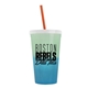 a green-to-blue cup & translucent frost lid & translucent orange straw 22 oz cool color change sport sipper