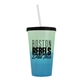 a green-to-blue cup & black lid & translucent frost straw 22 oz cool color change sport sipper