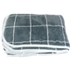 aerial view a grey gift wrapped plaid recycled blanket, image 1 of 4