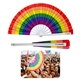 a rainbow/white rainbow accordion fan