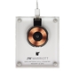 aerial view a clear clear acrylic 15 watt wireless charger, image 1 of 2