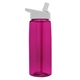 aerial view a transparent hot pink bottle & white lid 26 oz flair tritan water bottle with flip straw lid, image 1 of 2
