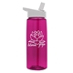 aerial view a transparent hot pink bottle & white lid 26 oz flair tritan water bottle with flip straw lid, image 1 of 3