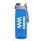 a transparent blue bottle & gray with blue cap lid the flair - 26 oz transparent tritan(tm) bottle with quick snap lid