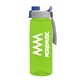 a transparent lime green bottle & gray with blue cap lid the flair - 26 oz transparent tritan(tm) bottle with quick snap lid