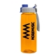 a transparent orange bottle & gray with blue cap lid the flair - 26 oz transparent tritan(tm) bottle with quick snap lid