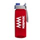 a transparent red bottle & gray with blue cap lid the flair - 26 oz transparent tritan(tm) bottle with quick snap lid