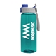 a transparent teal bottle & gray with blue cap lid the flair - 26 oz transparent tritan(tm) bottle with quick snap lid