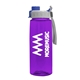 a transparent violet bottle & gray with blue cap lid the flair - 26 oz transparent tritan(tm) bottle with quick snap lid