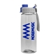 a clear bottle & gray with blue cap lid the flair - 26 oz transparent tritan(tm) bottle with quick snap lid