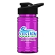 a black lid & transparent hot pink bottle upcycle - mini 16 oz rpet sports bottle with drink thru lid - digital