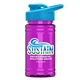 a cyan lid & transparent hot pink bottle upcycle - mini 16 oz rpet sports bottle with drink thru lid - digital