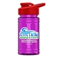 a red lid & transparent hot pink bottle upcycle - mini 16 oz rpet sports bottle with drink thru lid - digital