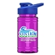 a royal blue lid & transparent hot pink bottle upcycle - mini 16 oz rpet sports bottle with drink thru lid - digital