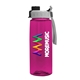 a gray with black cap lid & transparent hot pink bottle the flair - 26 oz transparent tritan(tm) bottle with quick snap lid and digital imprint