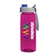 a gray with blue cap lid & transparent hot pink bottle the flair - 26 oz transparent tritan(tm) bottle with quick snap lid and digital imprint