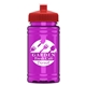 a red lid & transparent hot pink bottle upcycle - mini 16 oz rpet sports bottle with push - pull lid