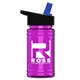 a black-with-blue-spout lid & transparent hot pink bottle upcycle - mini 16 oz rpet sports bottle with flip straw lid