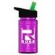 a black-with-green-spout lid & transparent hot pink bottle upcycle - mini 16 oz rpet sports bottle with flip straw lid