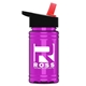 a black-with-red-spout lid & transparent hot pink bottle upcycle - mini 16 oz rpet sports bottle with flip straw lid