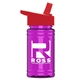 a red lid & transparent hot pink bottle upcycle - mini 16 oz rpet sports bottle with flip straw lid
