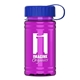 a blue lid & transparent hot pink bottle upcycle - mini 16 oz rpet sports bottle with tethered lid