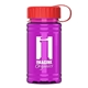 a red lid & transparent hot pink bottle upcycle - mini 16 oz rpet sports bottle with tethered lid