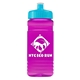 a cyan lid & transparent hot pink bottle 20 oz upcycle rpet bottle push pull lid