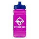 a navy blue lid & transparent hot pink bottle 20 oz upcycle rpet bottle push pull lid