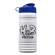 a reflex blue lid & eco white bottle 20 oz upcycle rpet bottle flip top lid