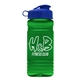 a reflex blue lid & transparent green bottle 20 oz upcycle rpet bottle flip top lid