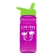 a lime lid & transparent hot pink bottle 20 oz upcycle rpetbottle flip straw lid