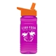 a orange lid & transparent hot pink bottle 20 oz upcycle rpetbottle flip straw lid