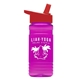 a red lid & transparent hot pink bottle 20 oz upcycle rpetbottle flip straw lid