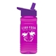 a violet lid & transparent hot pink bottle 20 oz upcycle rpetbottle flip straw lid