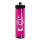 aerial view a black lid & transparent hot pink bottle 24 oz slim fit water bottle with push - pull lid, image 1 of 2