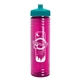 a teal lid & transparent hot pink bottle 24 oz slim fit water bottle with push - pull lid