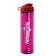 a red lid & transparent hot pink bottle 24 oz slim fit water bottle with flip lid