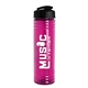 aerial view a black lid & transparent hot pink bottle 24 oz slim fit water bottle with flip lid, image 1 of 2