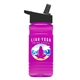 a black lid & transparent hot pink bottle 20 oz upcycle rpetbottle flip straw lid - digital